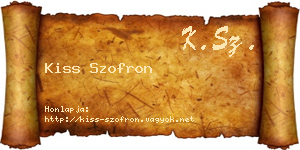 Kiss Szofron névjegykártya